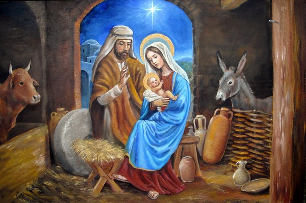 Nativity Paintings Wallpaper Scene