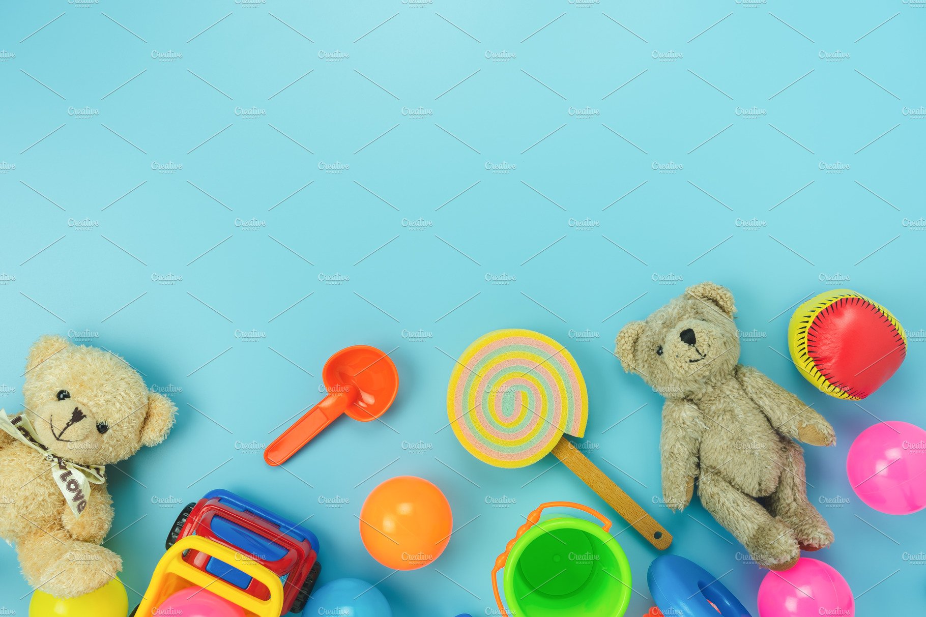 Top Toy Kids Background Featuring Colorful Bear And Teddy