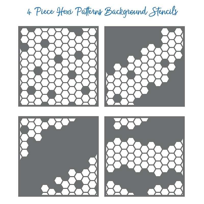 Hexi Patterns Background Stencils Set Of Honey Bee Stamps