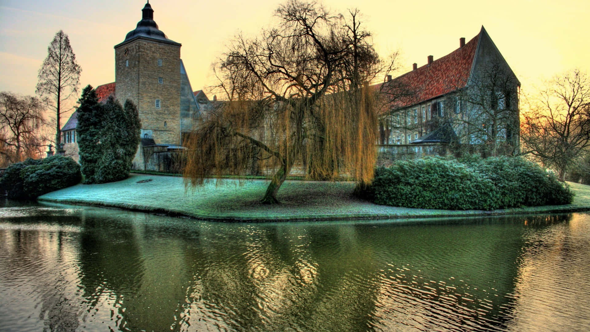 Trees Around Bojnice Castle In Winter Wallpaper
