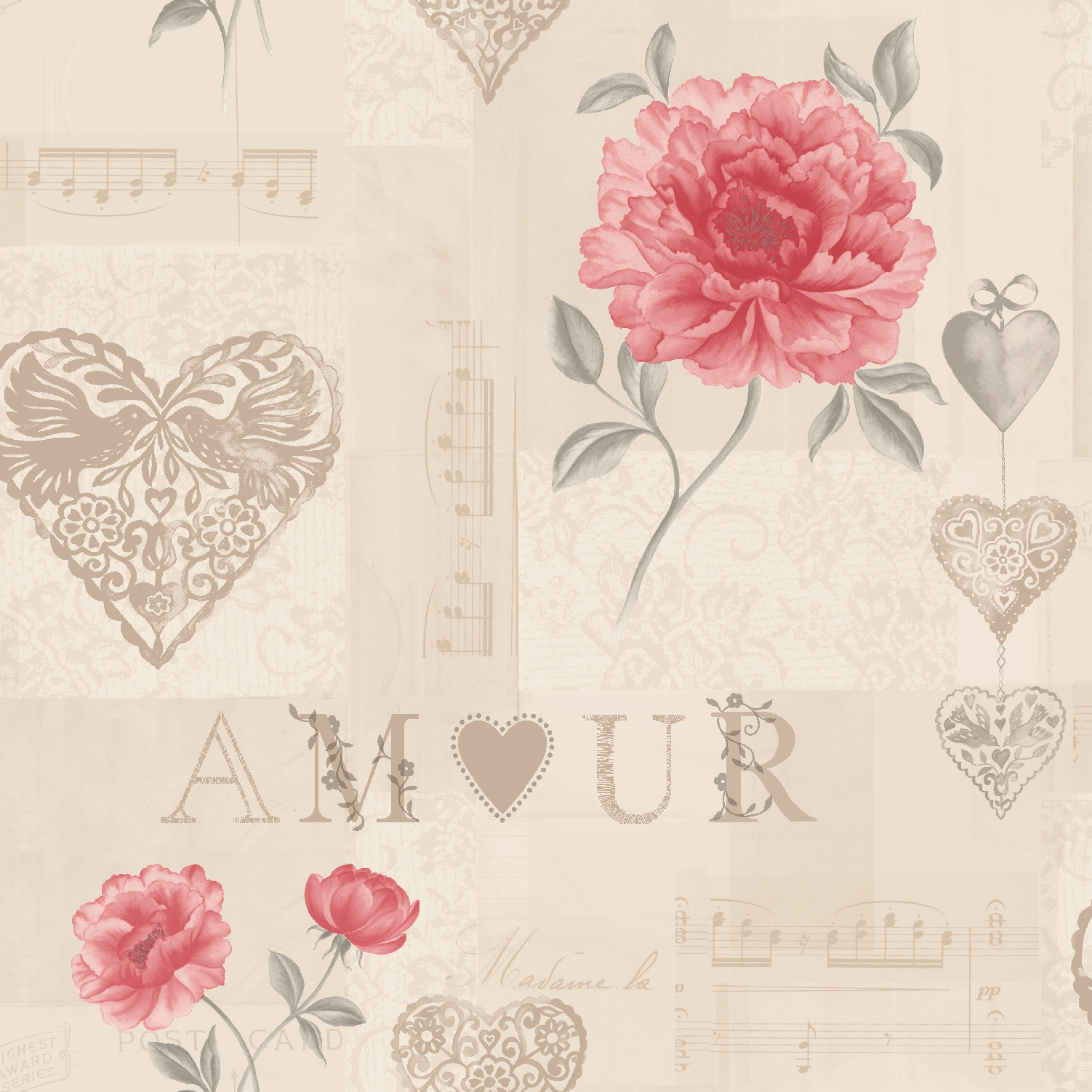 Home Wallpaper Standard Roll 52cm width x 10m length Amour