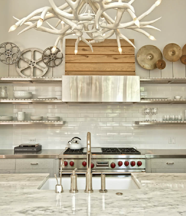 Floating Stainless Steel Shelves Kitchen Contemporary