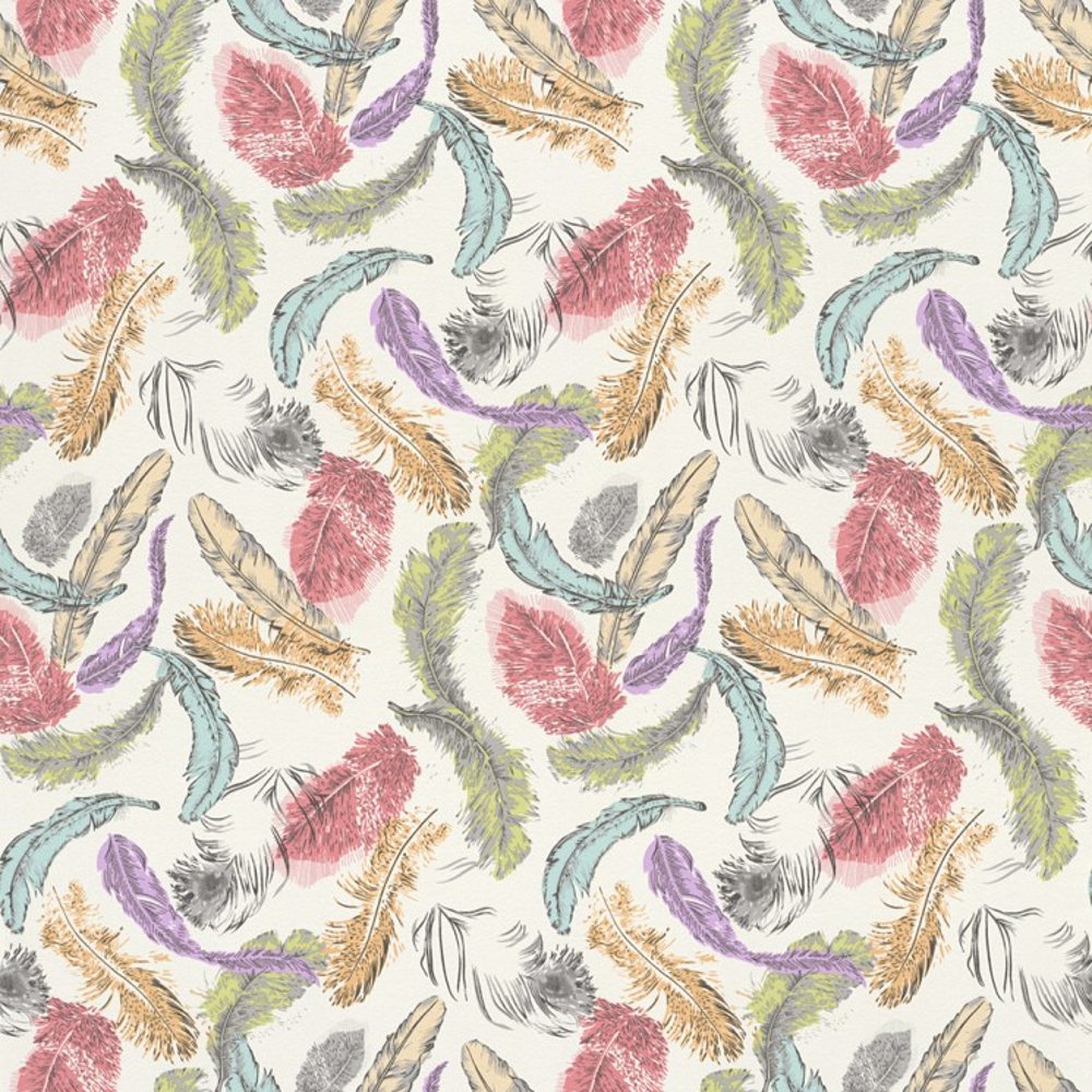  Bird Feathers Pastel Motif Pattern Multi Coloured Wallpaper 712988 1000x1000