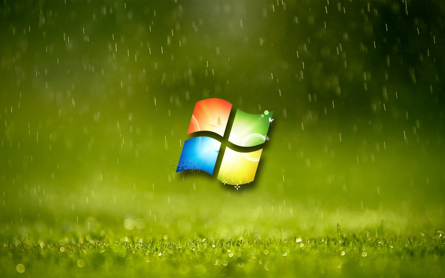Vista Microsoft Windows Green Rain Logo desktop wallpaper
