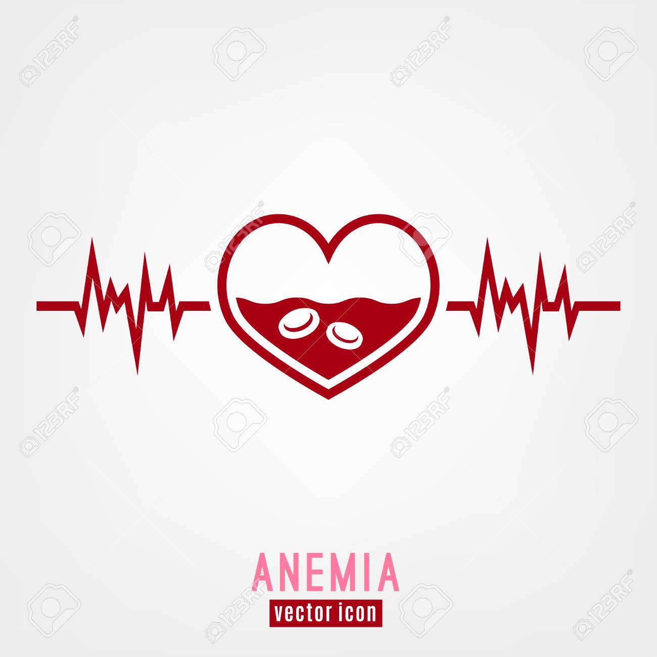 Anemia And Hemophilia Icon Heart Shape With Blood Cells Isolated