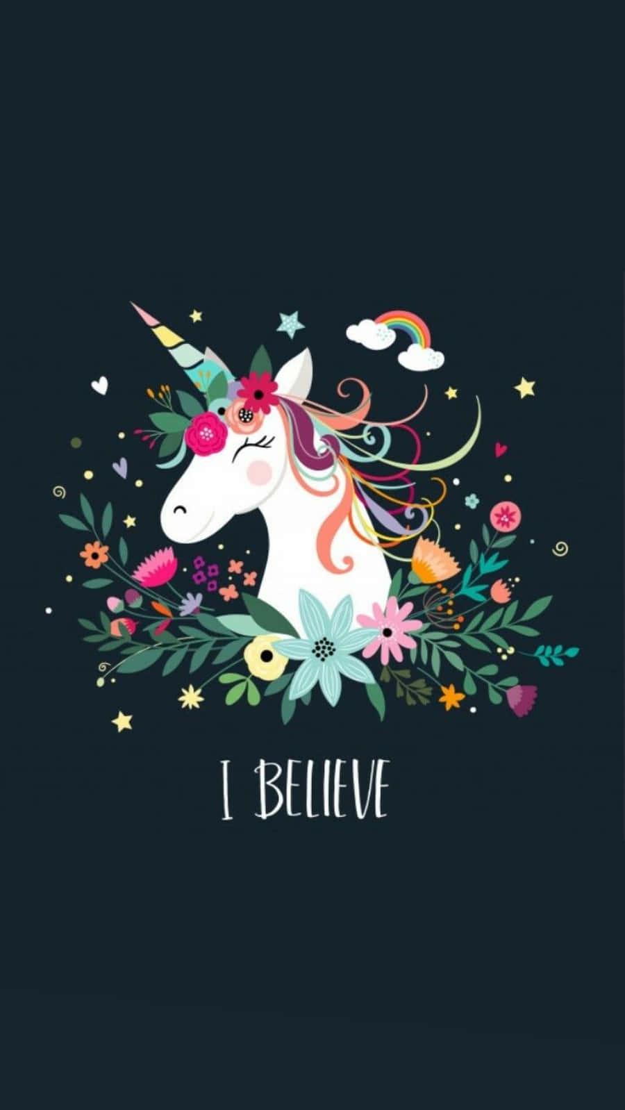 I Believe Floral iPhone Unicorn Wallpaper