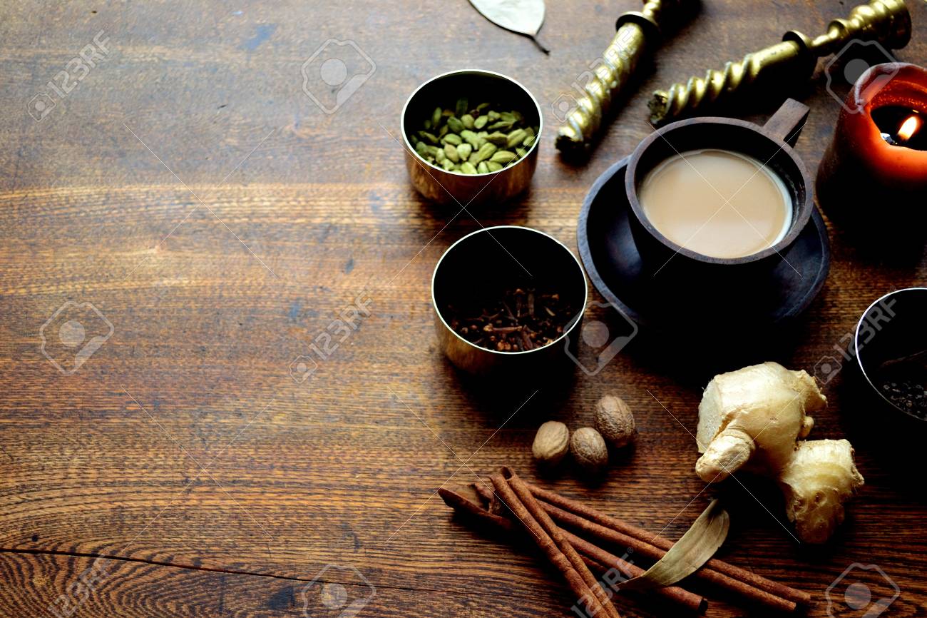 Chai Tea And Spices On The Wooden Background Stock Photo Picture