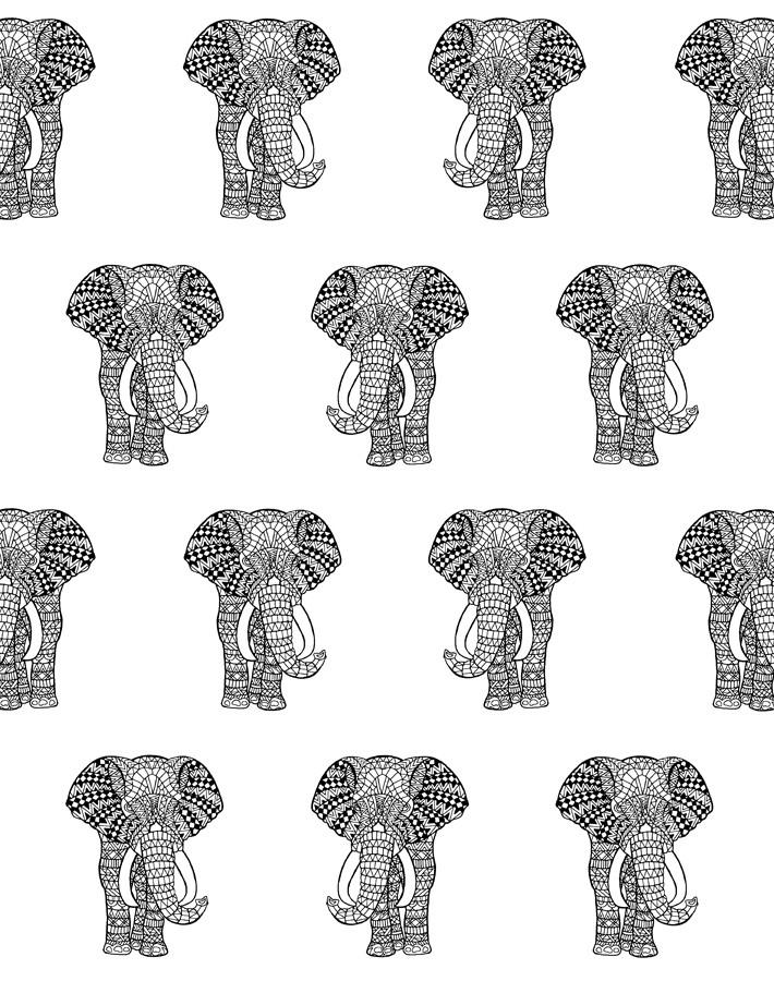 Raja The Elephant Wallpaper Onyx Wallshoppe