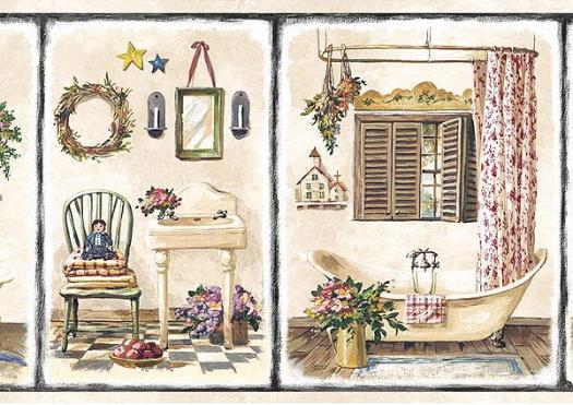 Country Wallpaper Borders For Bathrooms Grasscloth