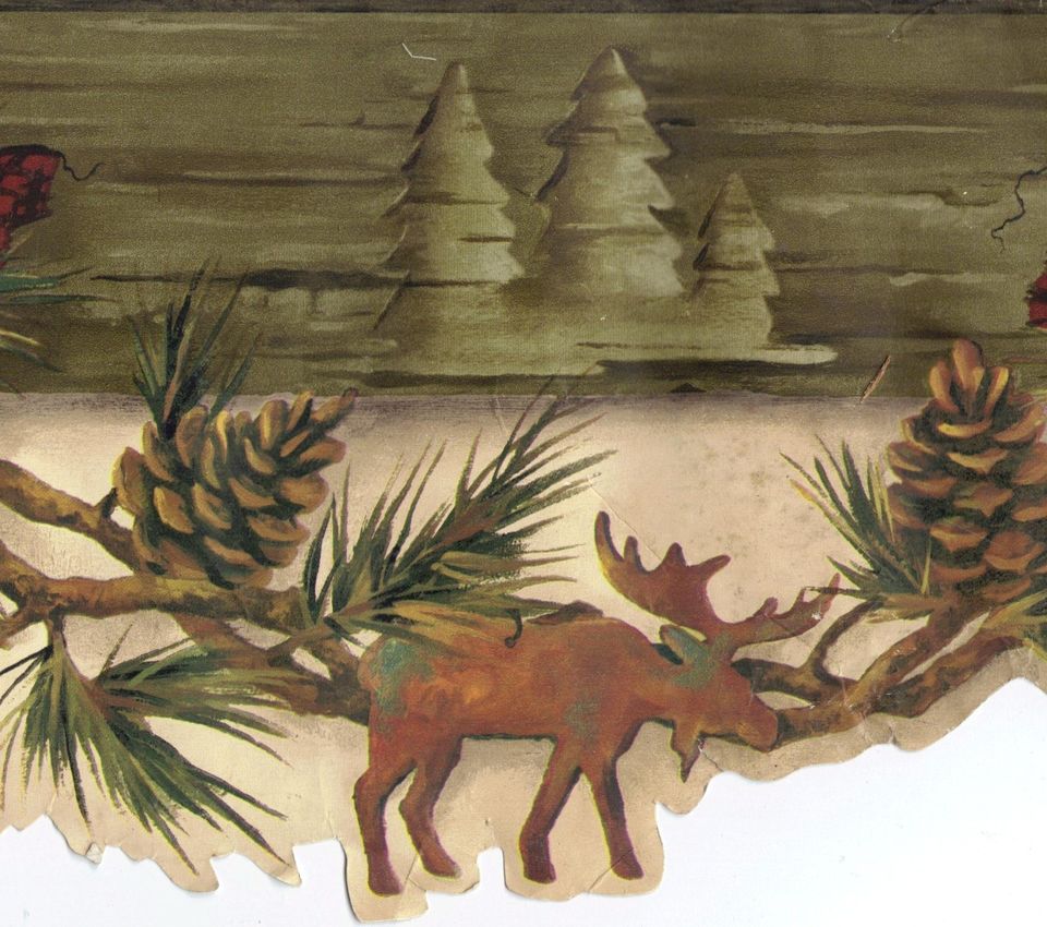 Ribbon Bow Moose Bear Decoration Sculptured Cutout Wallpaper Border G