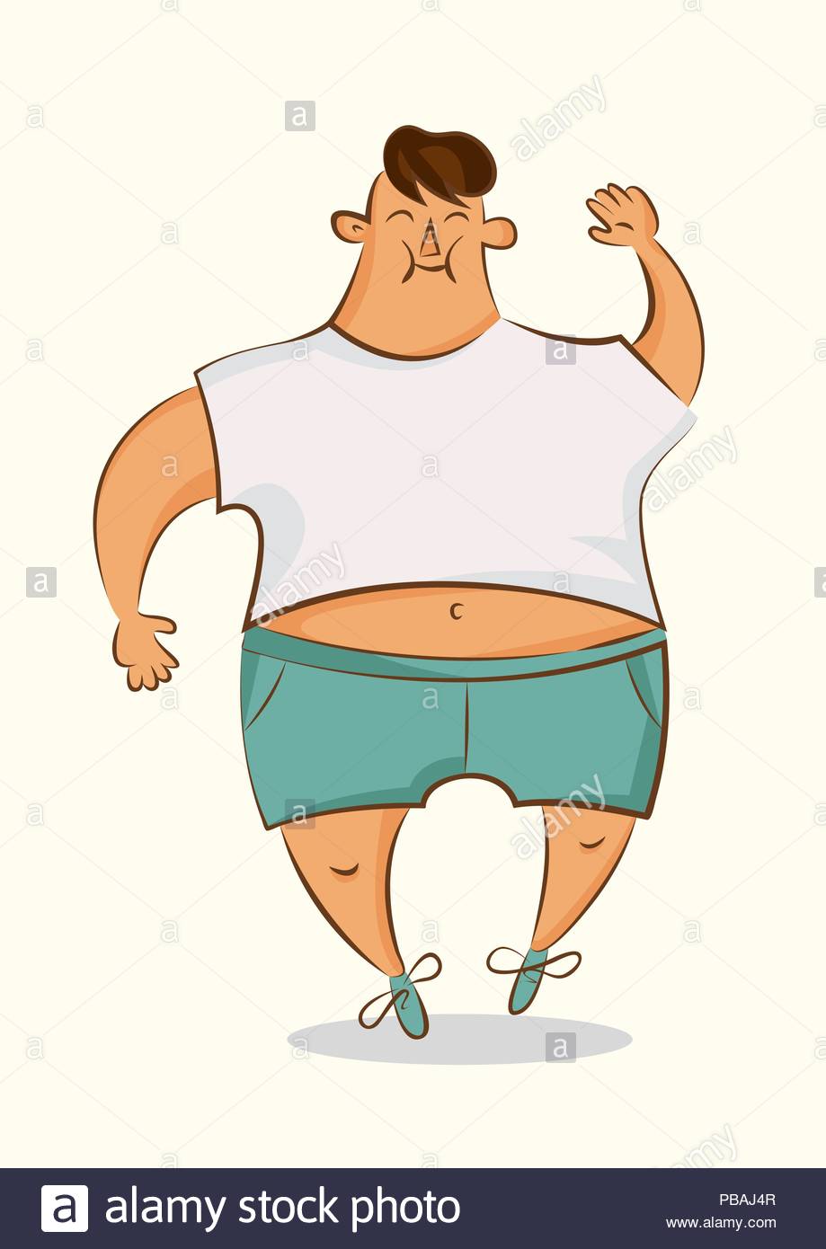 Fat Cartoon Character Boy With Overweight Isolated Vector