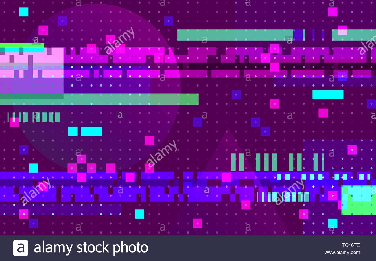Glitch Geometric Distortion Background Abstract Color Pixels On