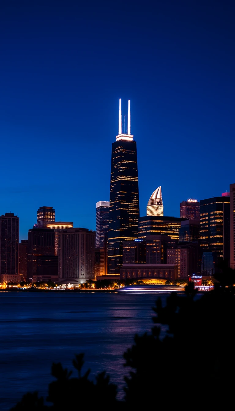 Chicago Night Skyline Wallpaper