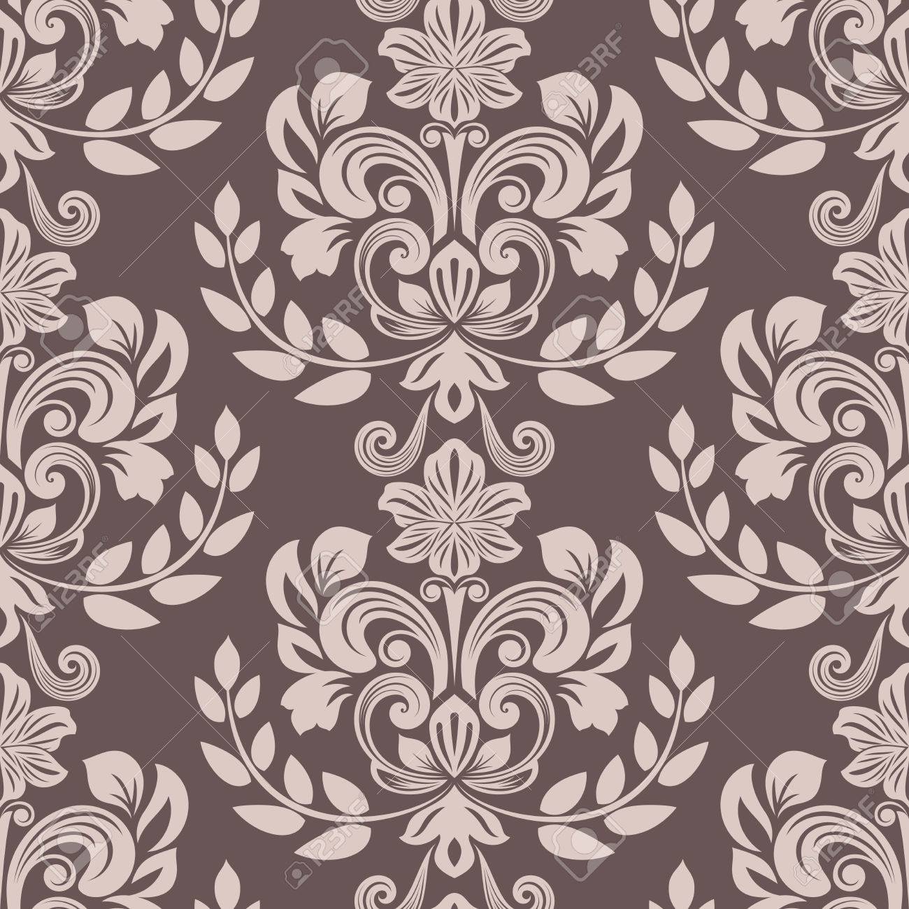 Free download Seamless Brown And Beige Floral Wallpaper Vector ...