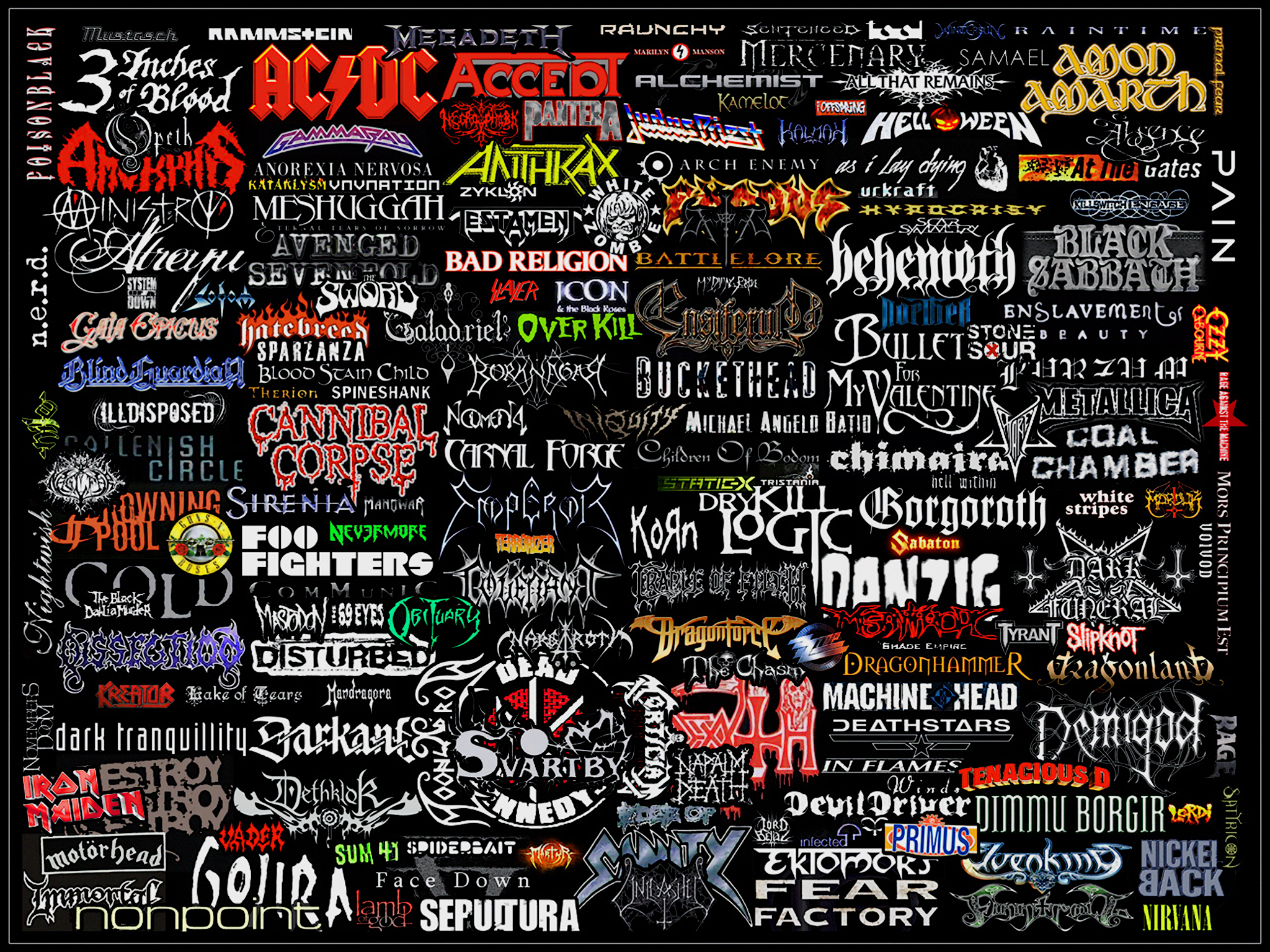 Heavy Metal Logos Metal band logos collage