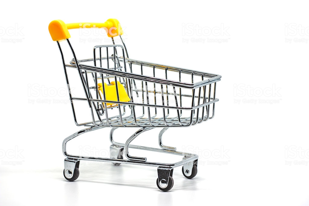 Shopping Cart Or Trolley On White Color Background For Carrying