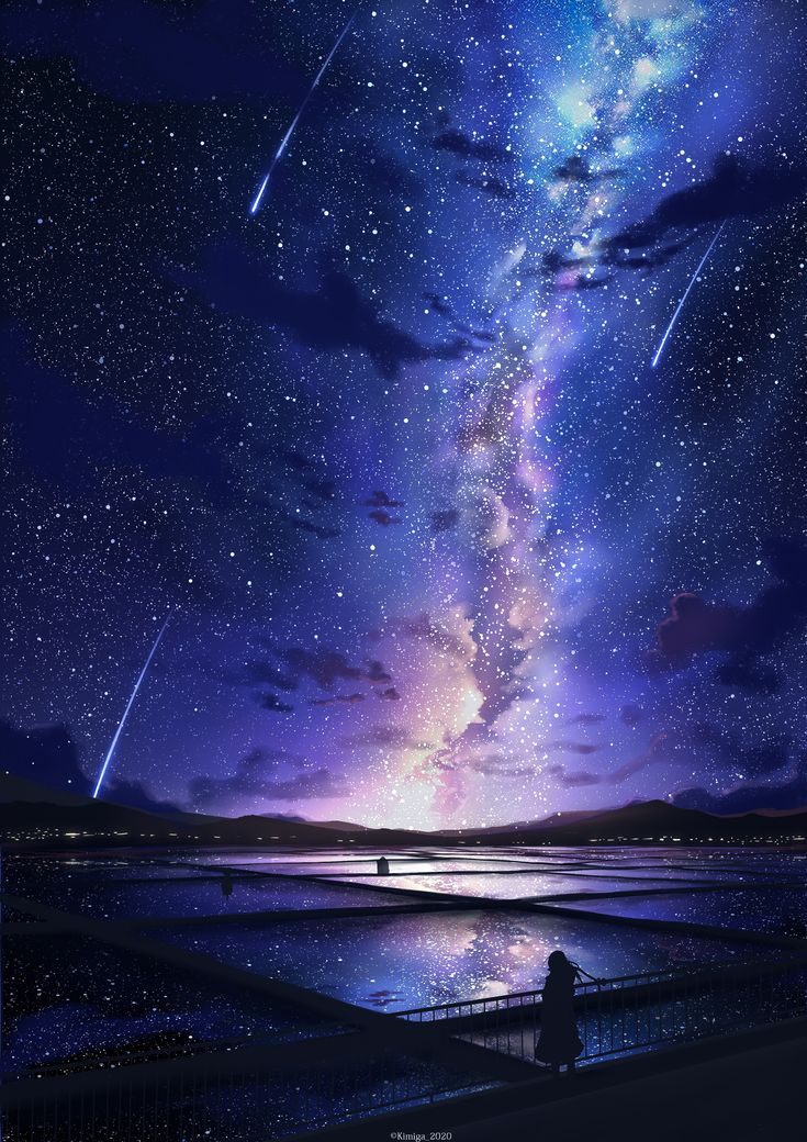 Milky Way In Night Sky Wallpaper Anime Scenery