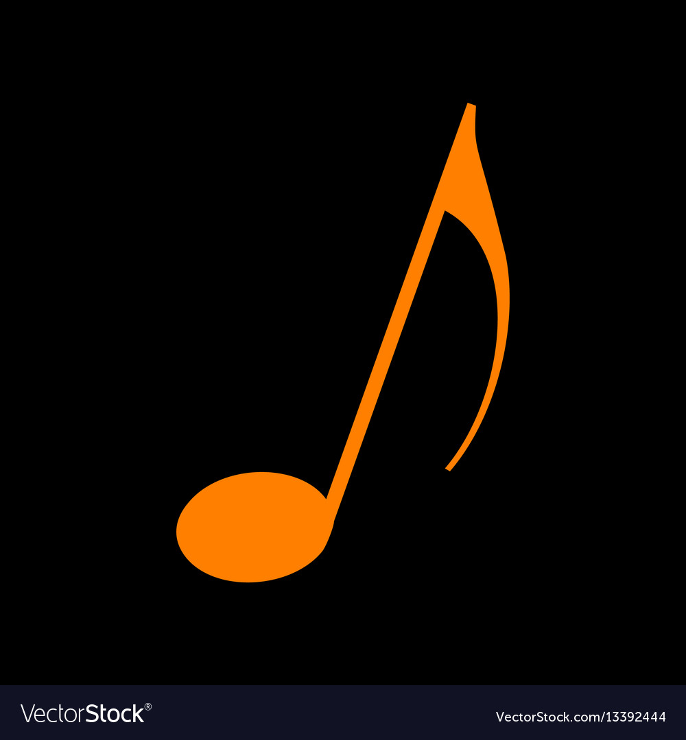 Music Note Sign Orange Icon On Black Background Vector Image