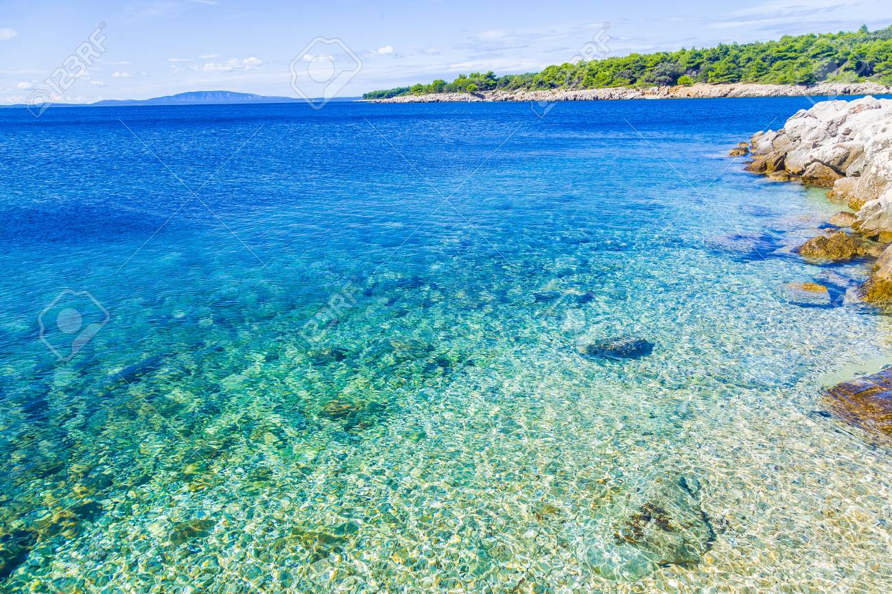 Coastline Background Picture Of Croatian Beach Island With Crystal