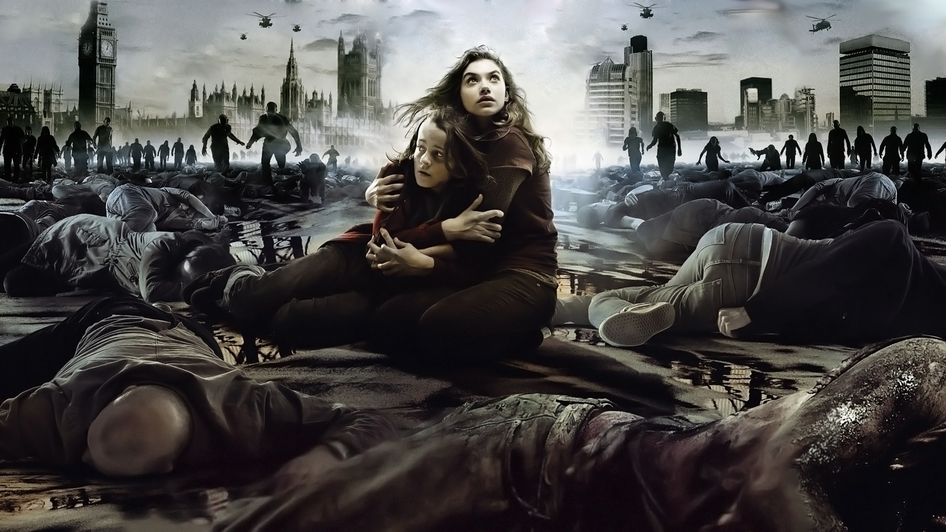 Later Zombies Alone City Hopelessness Full HD 1080p Background