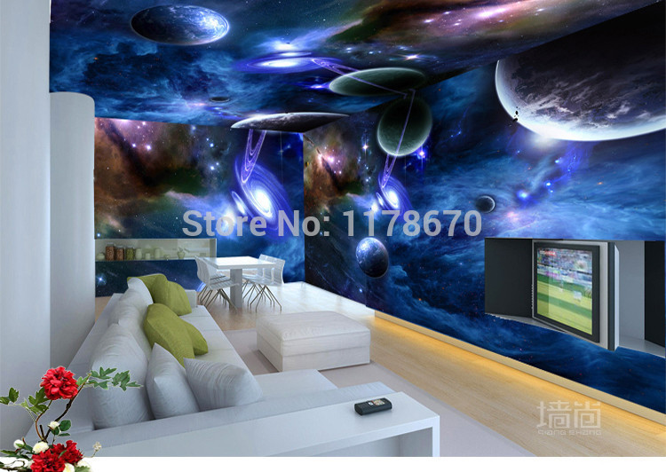 Custom Galaxy Star Restaurant KTV Room Ceiling Bedroom Theme Wallpaper 750x532
