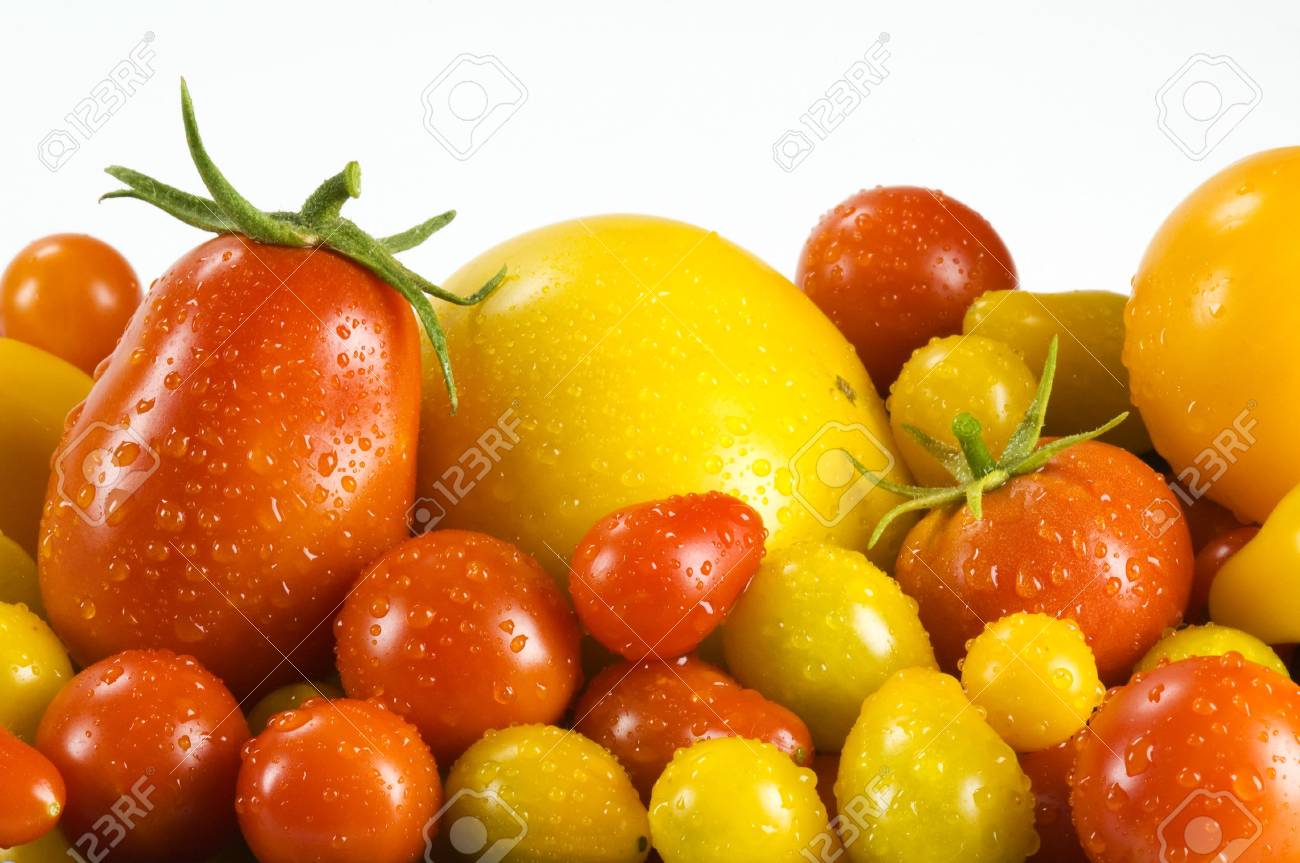 Roma Lemon Boy Cherry Yellow Pear Red Tomatoes Against