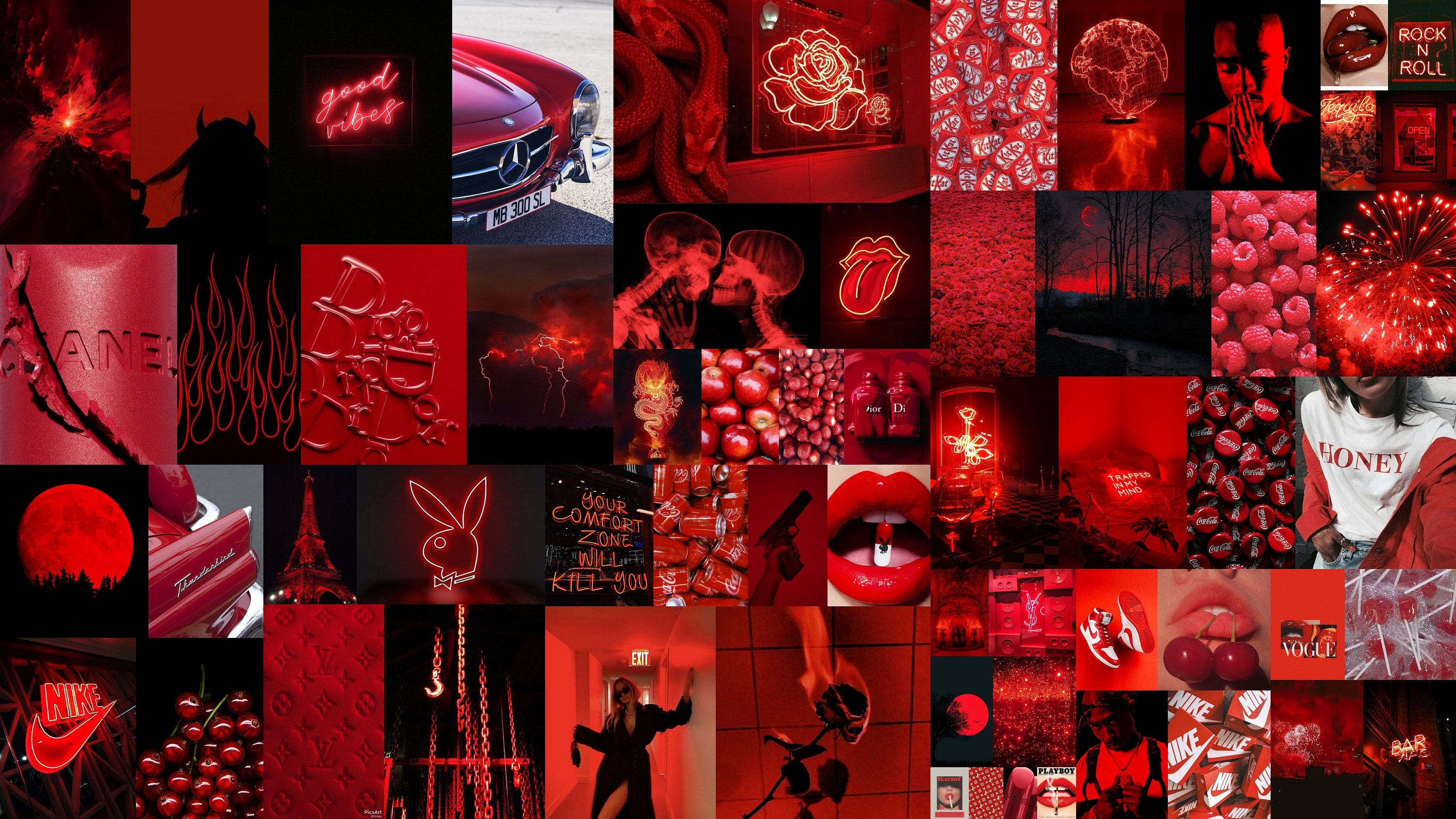 Red Aesthetic Baddie Wall Collage Kit Pieces Sweden