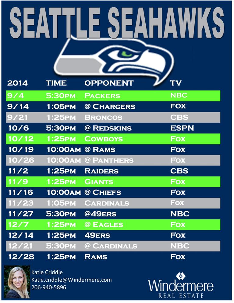 Seattle Seahawks 2014 Schedule
