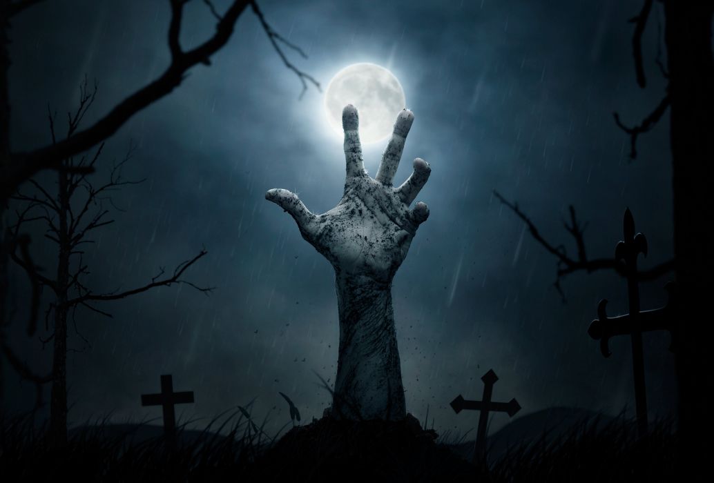 Zombie Cementerio Mano Halloween Wallpaper