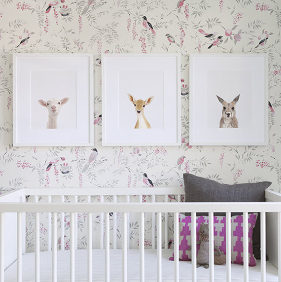Girls Nursery Bird Wallpaper The Animal Print Shop Simplified