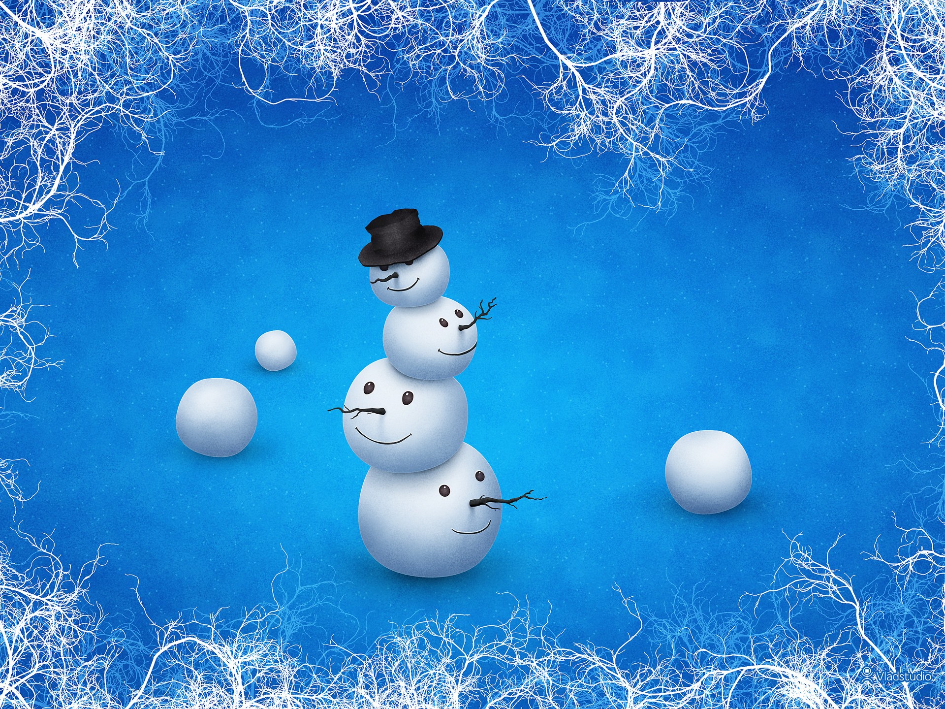 Wallpaper Winter Season Snowmen Vladstudio Snowman Desktop HD
