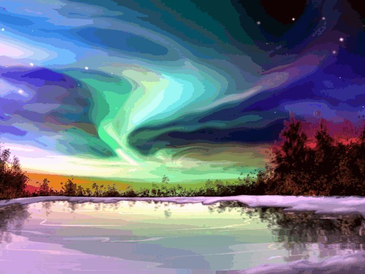 Aurora Borealis Ovr Snowy Lake By Aim4beauty