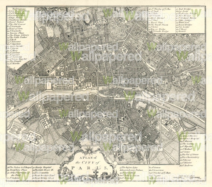Antique map of Paris wallpaper Tender romance Pinterest