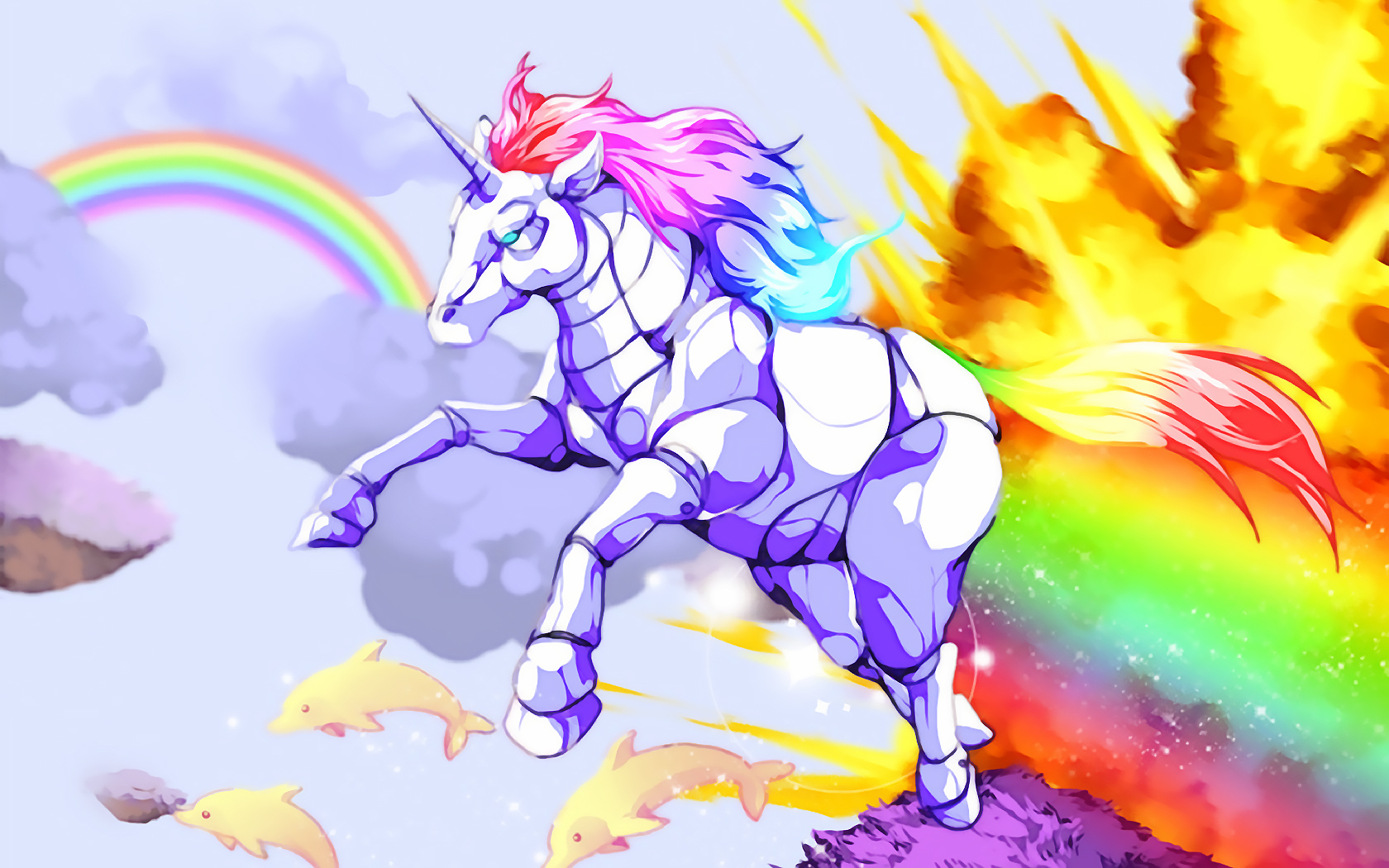 Robot Unicorn Attack HD Wallpaper Background