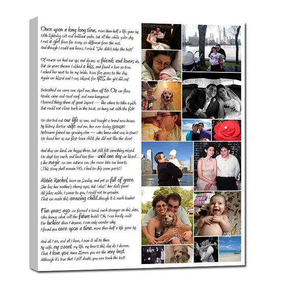 Personalized Pictures Gift Photo Collage Canvas Words Text Quote 570x570