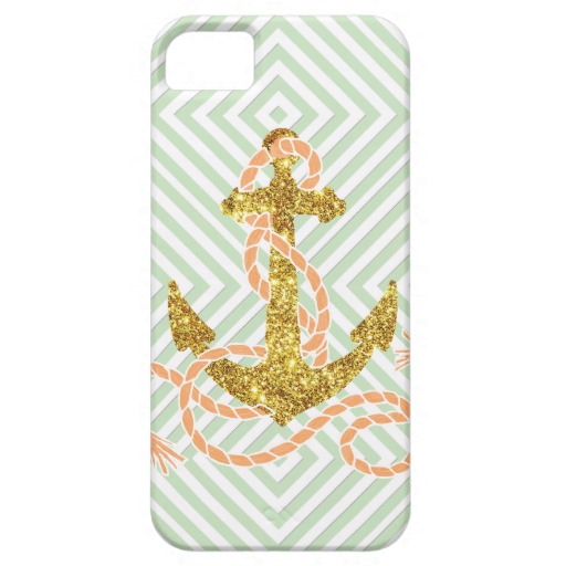 Girly Faux Glitter Anchor iPhone Cases