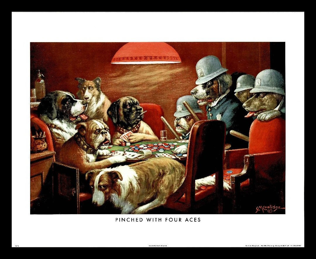Dogs Playing Poker Painting Poster Art Print Wallpaper