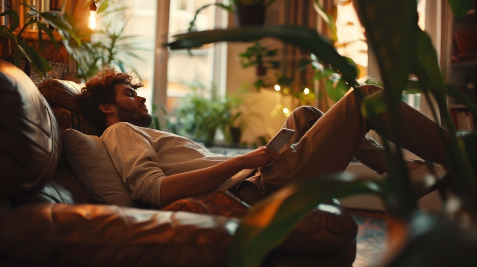 Lackadaisical Man Relaxingon Couch 3p2a7pc5dvmcdbq6 Wallpaper