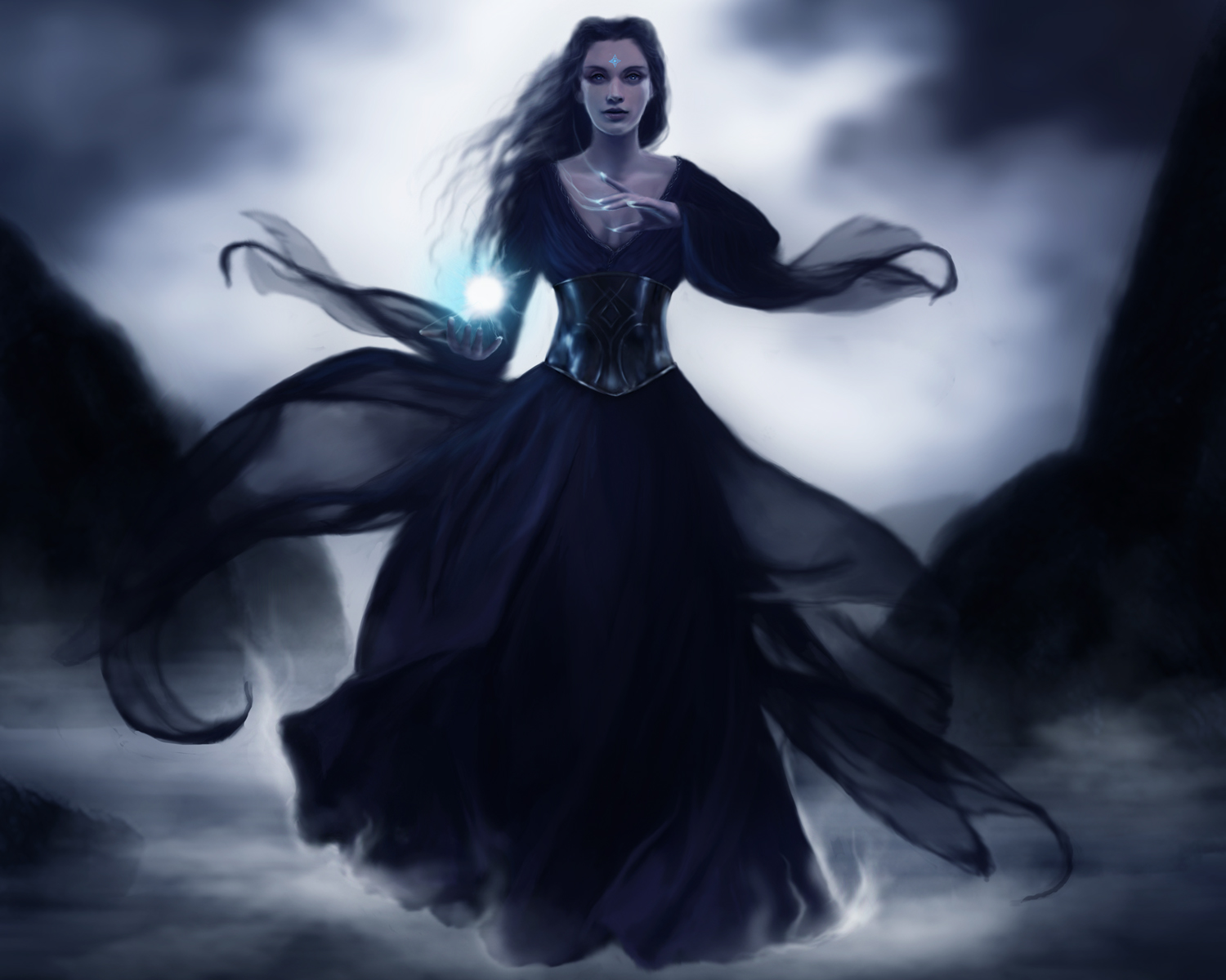 Horror Gothic Fantasy Art Witch Magic Women Girl Gown Occult Wallpaper
