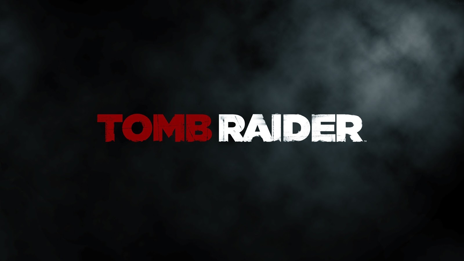 Tomb Raider logo against a dark, smoky background, perfect for a Raider wallpaper