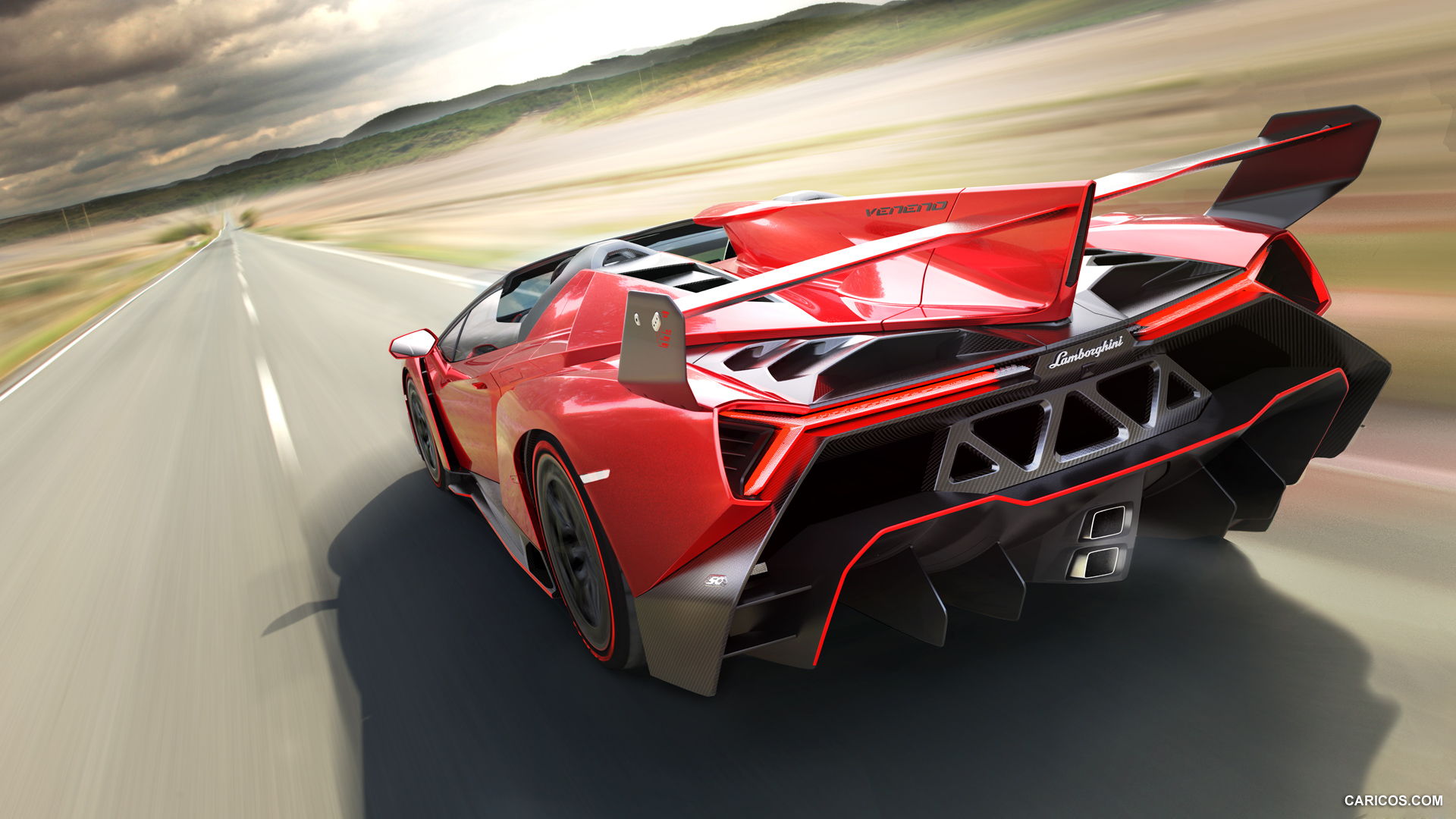Lamborghini Veneno Roadster Spoiler HD Wallpaper