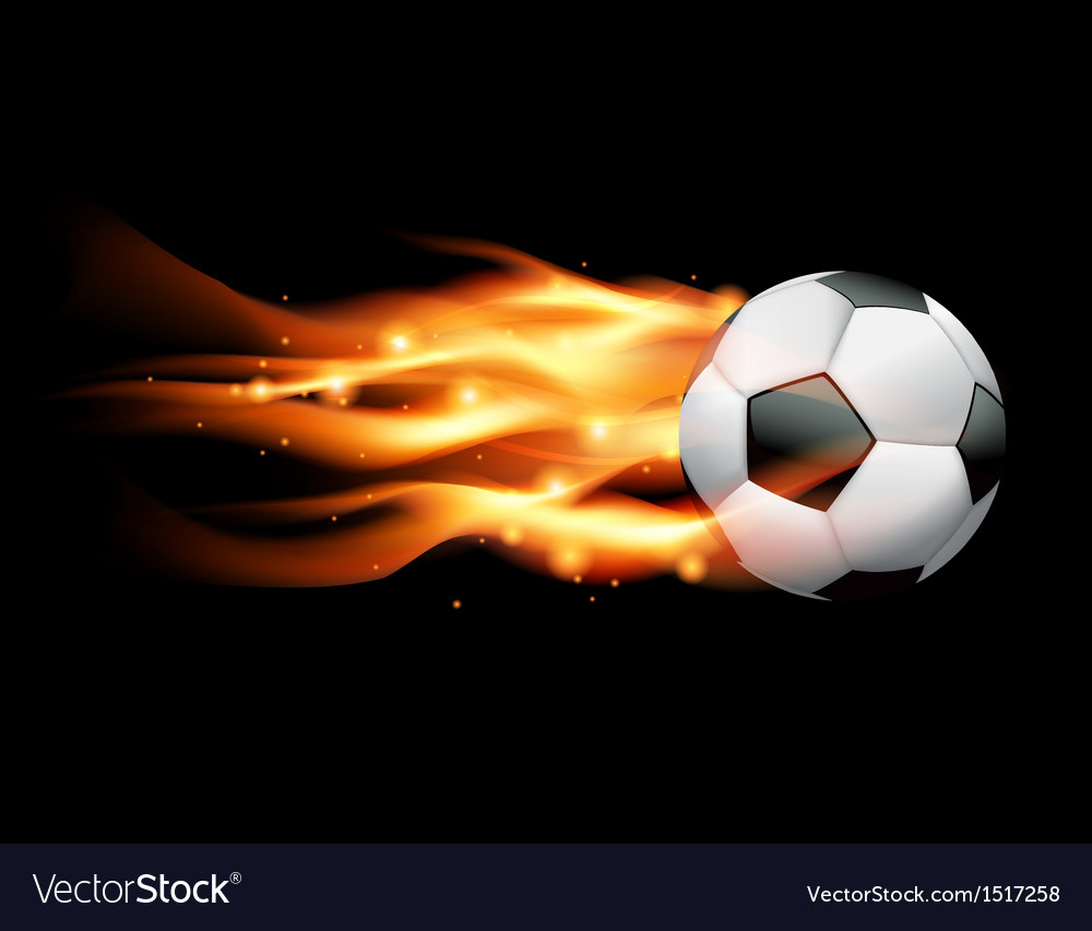 Flaming Soccer Ball On Black Background Royalty Vector
