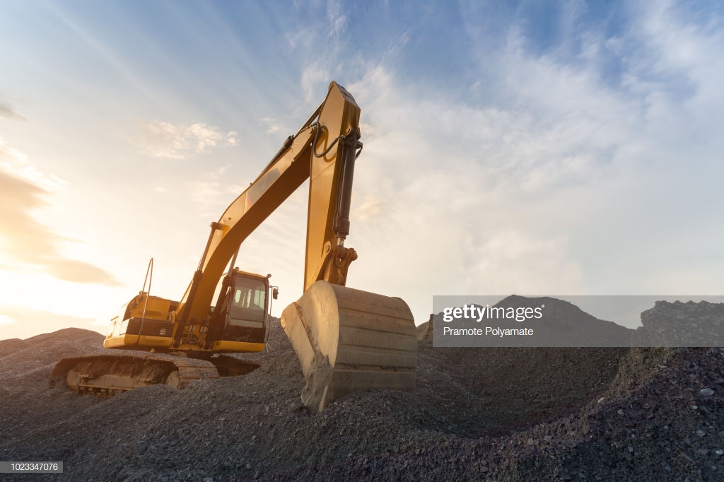 Backhoe Used In Construction Big Excavator On New