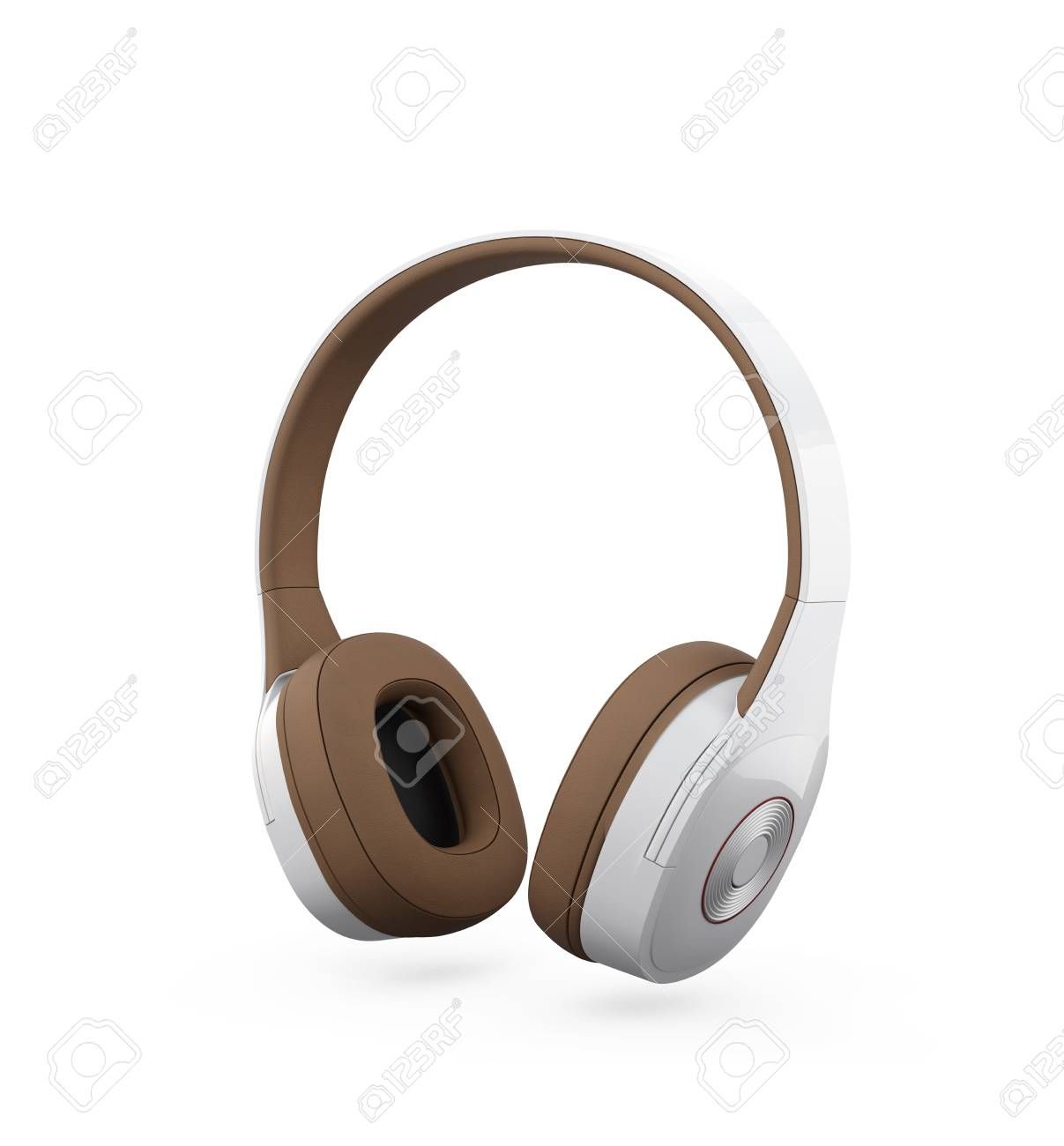 White Headphone Isolated On Background 3d Rendering Image