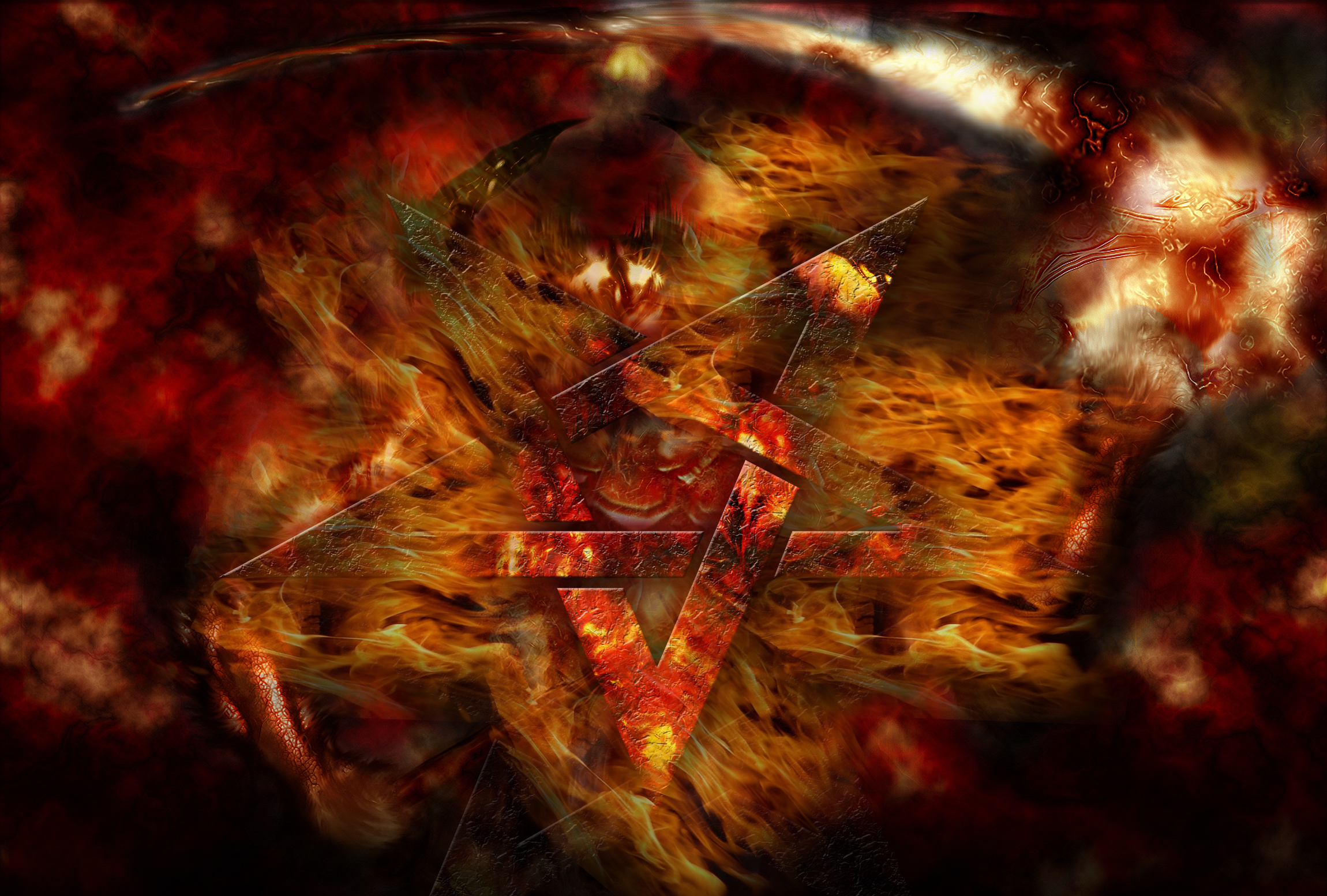 Satanic Simbol On Fire Wallpaper By Thepedro0403