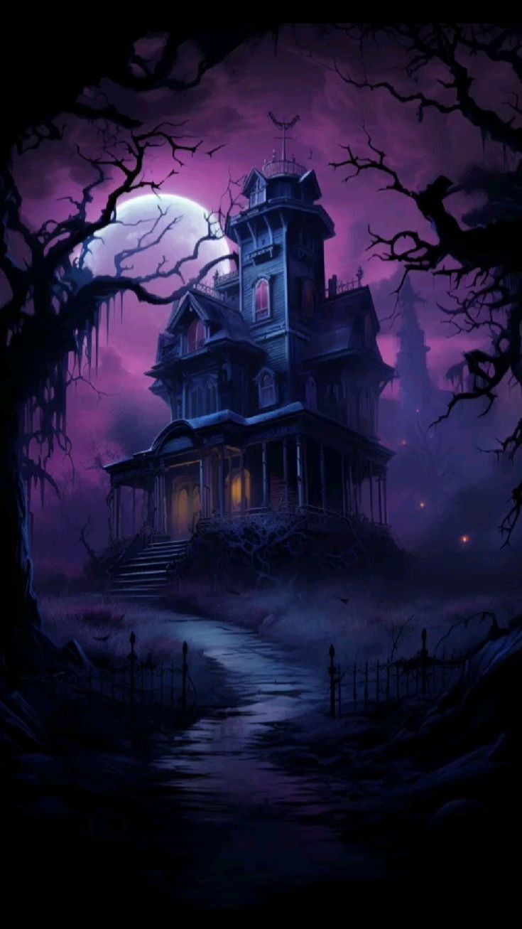 Spooky Halloween Haunted House Wallpaper