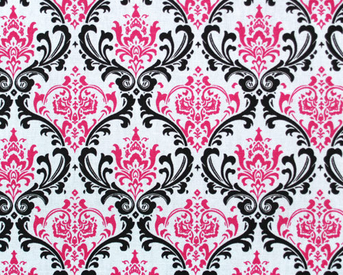 Premier Prints Black White Candy Pink Madison Damask 7oz Cotton
