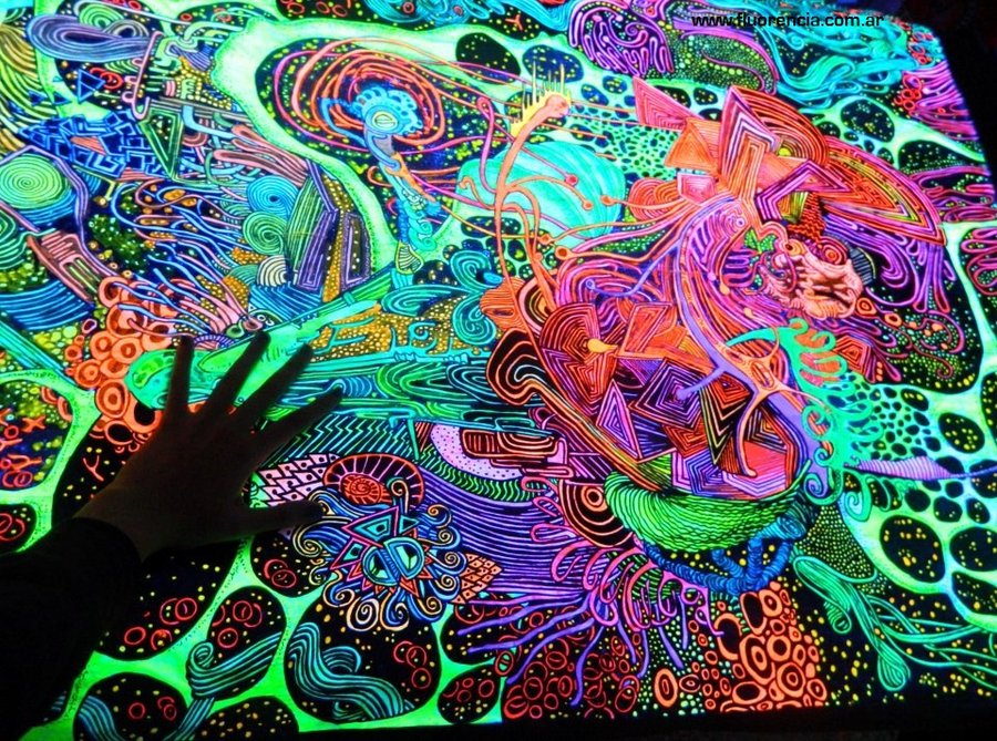 Psychedelic Wolf Wallpaper Uv Drawing By