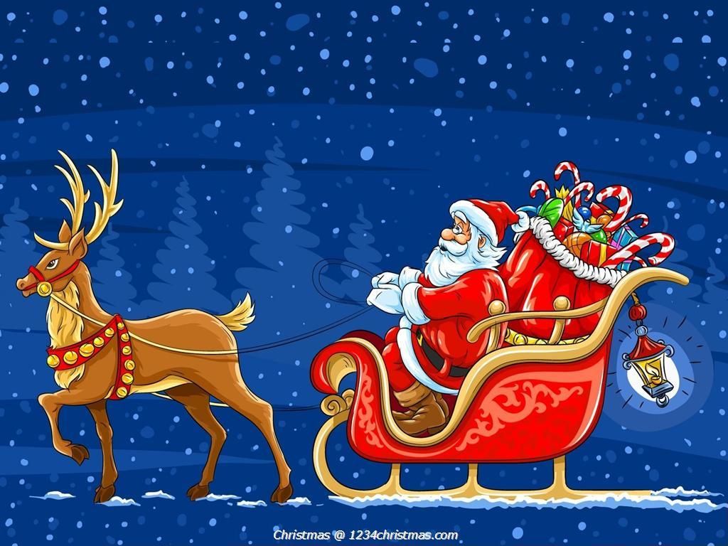 Santa Claus Reindeer Wallpaper Flying