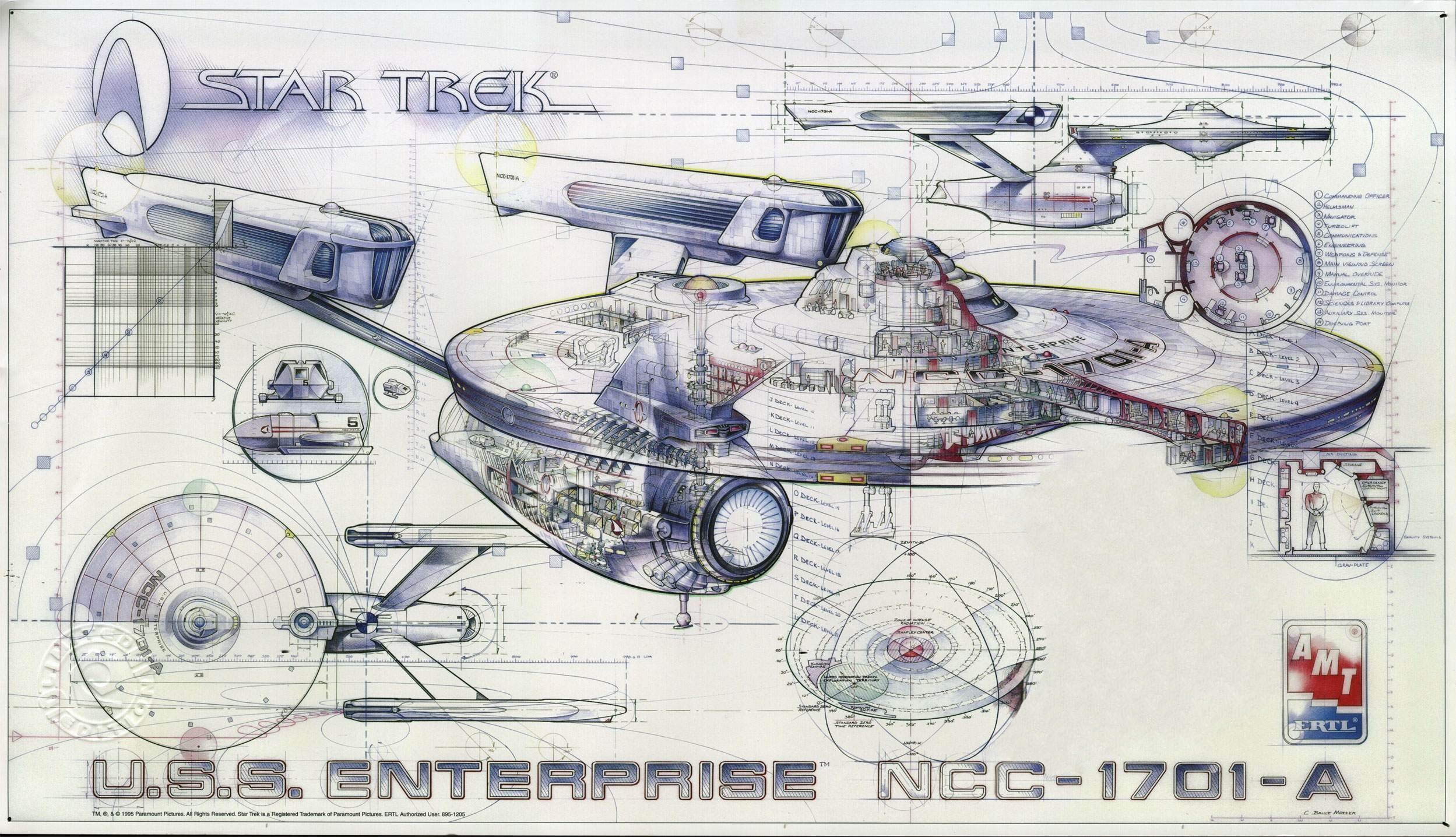 Wallpaper Star Trek Blueprints Uss Enterprise